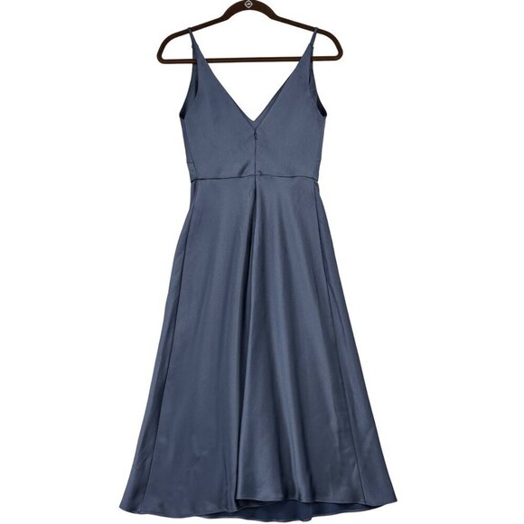 Jenny Yoo Slip Dress Womens Size 2 Blue Spaghetti Straps Back Zip Padded Cups - Picture 7 of 10